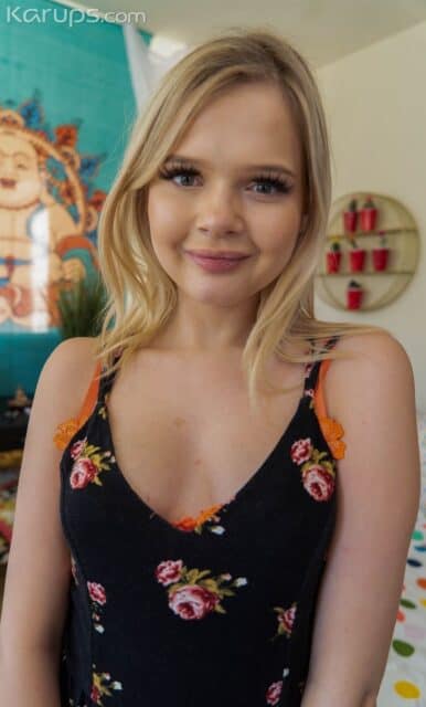 Coco Lovelock XXXBios - Hot all natural 4'10 petite blonde pornstar Coco Lovelock in sexy black floral dress and orange lacy floral lingerie - Flexible Fuckholes Karups Coco Lovelock porn pics sfw