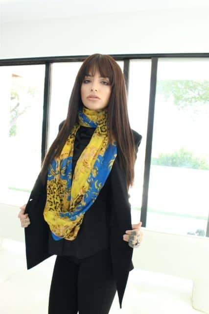 Leigh Raven XXXBios - Hot petite tattooed pornstar Leigh Raven in sexy black shirt, black jeans and black blazer with blue and yellow scarf - Leigh Raven Prove Something Evil Angel Leigh Raven porn pics sfw