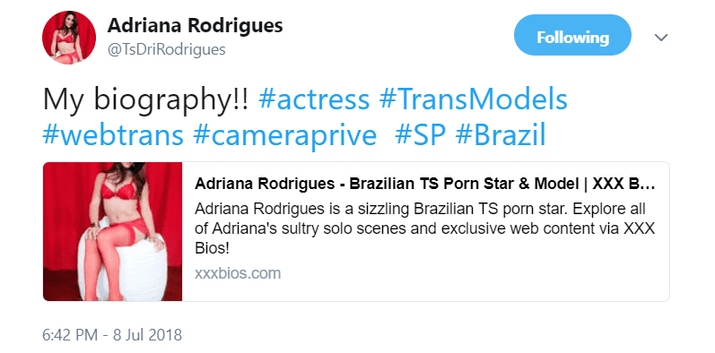 Adriana Rodrigues Twitter endorsement