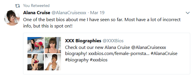Alana Cruise Twitter endorsement