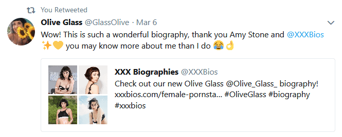 Olive Glass Twitter endorsement