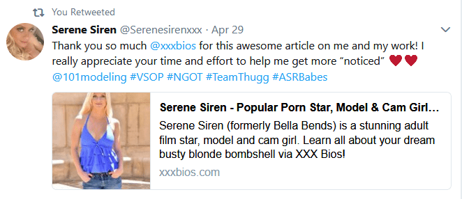 Serene Siren Twitter endorsement