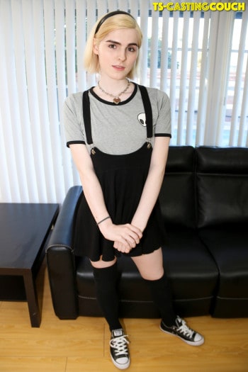 Ella Hollywood XXXBios - TS Ella Hollywood in sexy black skirt and knee high socks - Ella Hollywood TS Casting Couch sfw pics