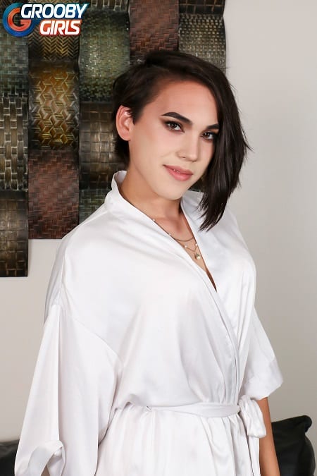 Kasey Kei XXXBios - Kasey Kei in sexy white robe - Kasey Kei Grooby Girls pics - TS Kasey Kei sfw pics