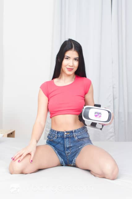 Lady Dee XXXBios - Hot brunette raven haired Czech pornstar Lady Dee in sexy pink tshirt and high waisted denim booty shorts - Lady Dee VR porn scenes - VR Bangers Lady Dee porn pics sfw