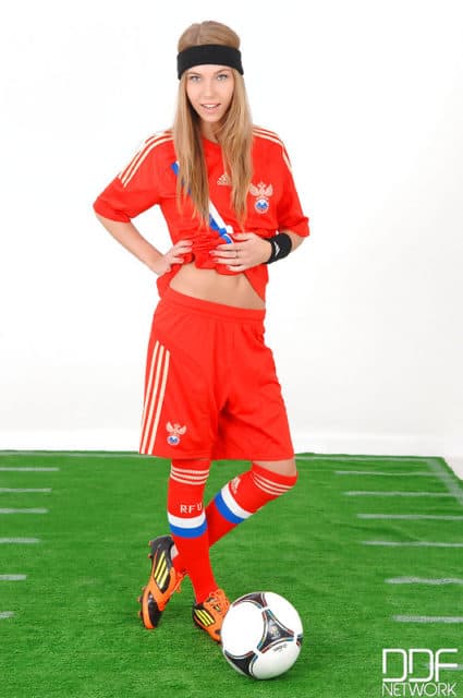 Krystal Boyd XXXBios - Hot blonde all natural Russian pornstar Krystal Boyd aka Anjelica aka Abby H in sexy red football soccer outfit with red knee high socks and football soccer boots with black headband - Slide Into This Soccer Sweetie DDF Network Krystal Boyd porn pics sfw