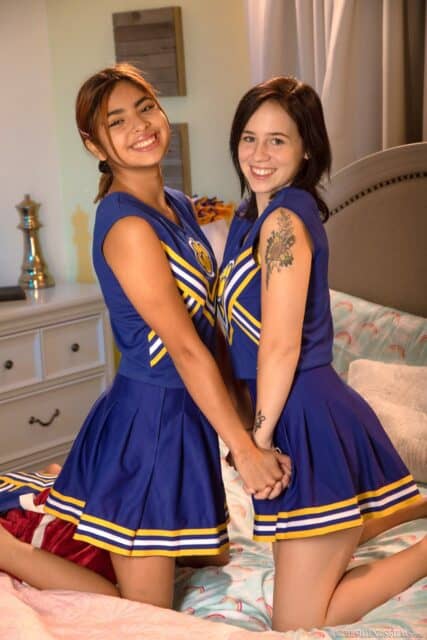Hazel Heart XXXBios - Hot all natural petite Latina Mexican pornstar Hazel Heart in sexy yellow and blue cheerleaders outfit with Remi Jones in matching cheerleader uniform - Cheer Squad Sleepovers 34 Tryouts Girlfriends Films Hazel Heart porn pics sfw