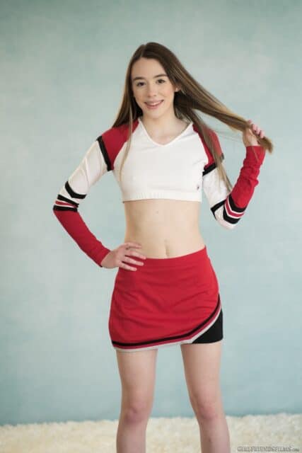Michelle Anthony XXXBios - Hot all natural tall pornstar Michelle Anthony in sexy black white and red cheerleaders outfit with white sneakers - Cheer Squad Sleepovers 35 Girlfriends Films Michelle Anthony porn pics sfw