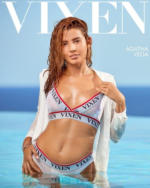 Agatha Vega XXXBios - Hottest Venezuelan Latina brunette all natural petite pornstar Agatha Vega in sexy white Vixen bra and panties with white shirt and barefeet - Vixen.com Agatha Vega porn pics sfw